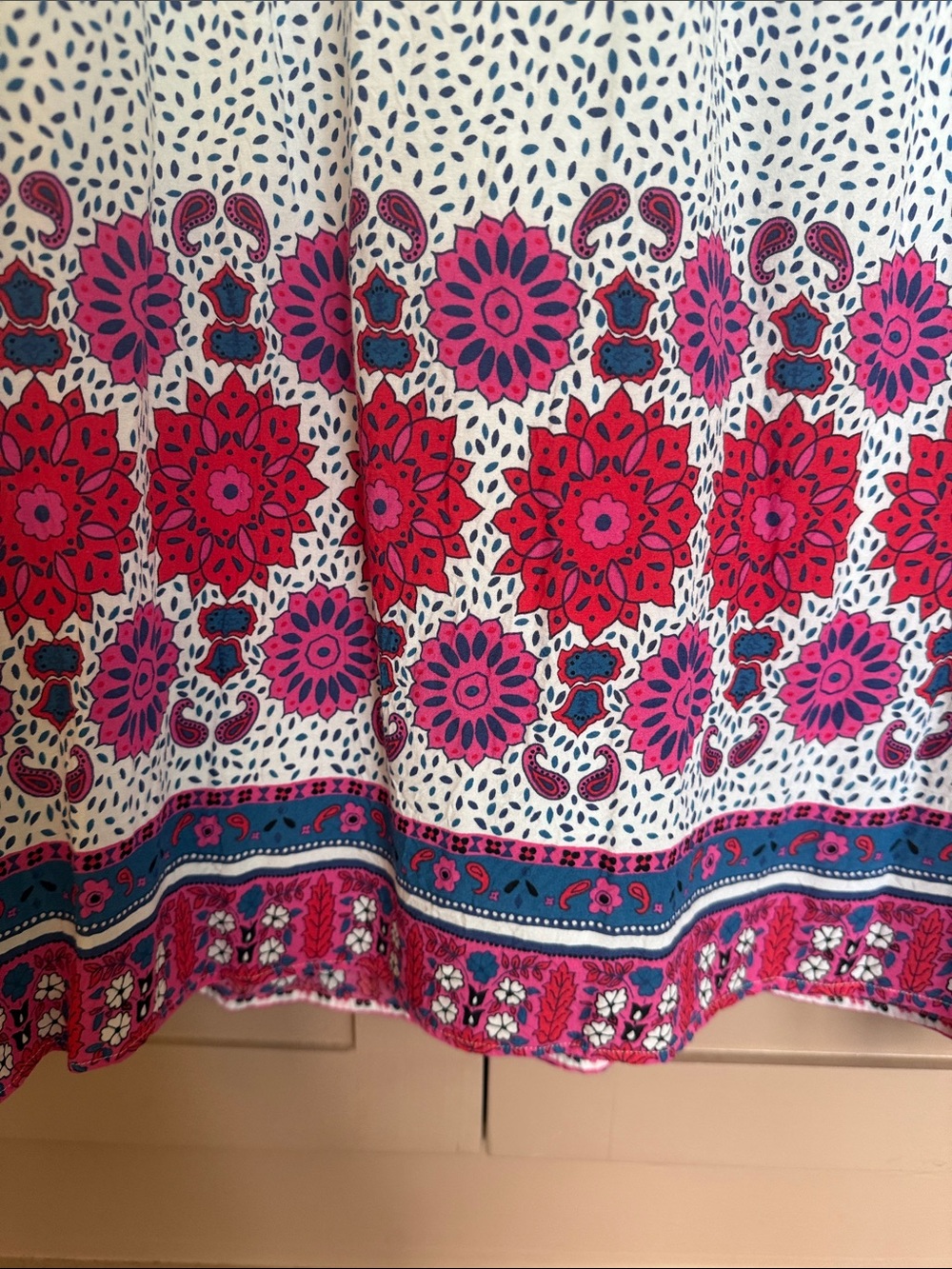 Boden Women’s White and Pink Floral Border Summer Dress (6) - Picture 8 of 8